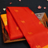 Red with Orange Retta Pettu Border Kanchipuram Silk Saree with Camel & Peacock motif
