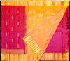 Rani Pink & yellow Kanjivaram silk saree with floral design