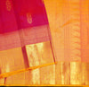 Rani Pink & yellow Kanjivaram silk saree with floral design