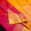 Rani Pink & yellow Kanjivaram silk saree with floral design