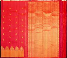 Load image into Gallery viewer, Red Turning Border Kanchipuram Silk Saree, Gold and Silver Zari Meena work border, body elephant motif
