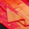 Red Turning Border Kanchipuram Silk Saree, Gold and Silver Zari Meena work border, body elephant motif
