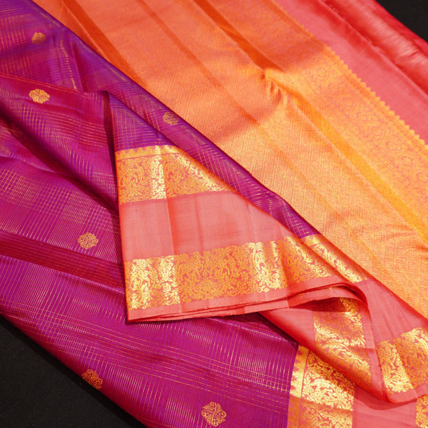  vaira oosi kanchipuram silk saree in Purple colour with Retta Pettu border