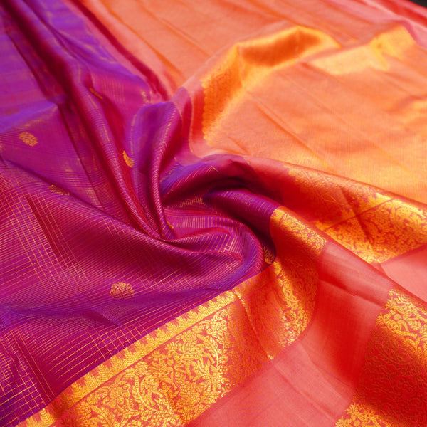  vaira oosi kanchipuram silk saree in Purple colour with Retta Pettu border