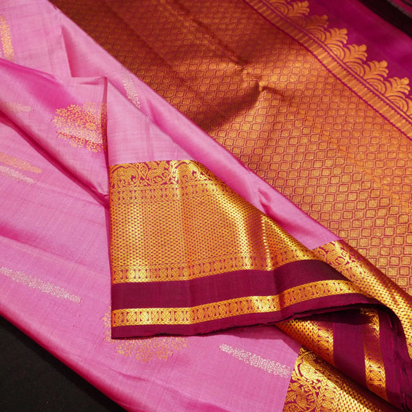 Lavender with Purple Korvai Border, Silver and Gold Zari Fancy Butta Silk Saree