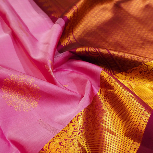 Lavender with Purple Korvai Border, Silver and Gold Zari Fancy Butta Silk Saree