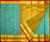 premiumkanchipuram silk saree inTeal blue & olive green with retta pettu boder