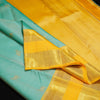 premiumkanchipuram silk saree inPastel Blue With Camel & Peacock Design 