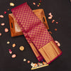 close view of premium bridal kanchipuram silk saree in Aesthetic maroon colour in pure gold zari