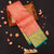  close view of premium bridal kanchipuram silk saree in peach orange colour with korvai border