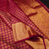 close view of premium bridal kanchipuram silk saree in Aesthetic maroon colour in pure gold zari
