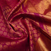 close view of premium bridal kanchipuram silk saree in Aesthetic maroon colour in pure gold zari