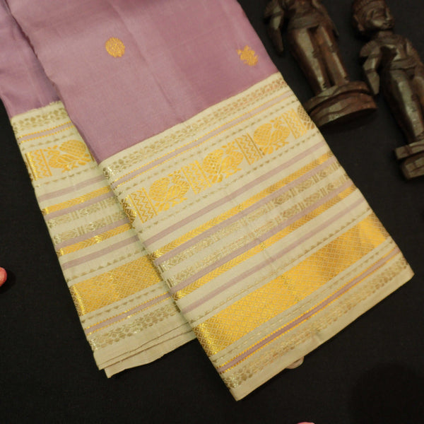 premium Korvai kanchipuram silk saree in Pastel Colour Dull Rose