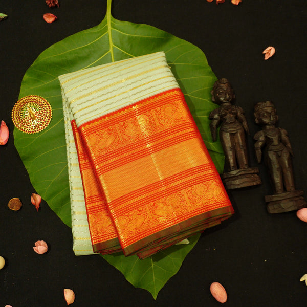 premium veldhari kanchipuram silk saree in pista green
