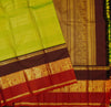 premium veldhari zaari lines kanchipuram silk saree in parrot green 