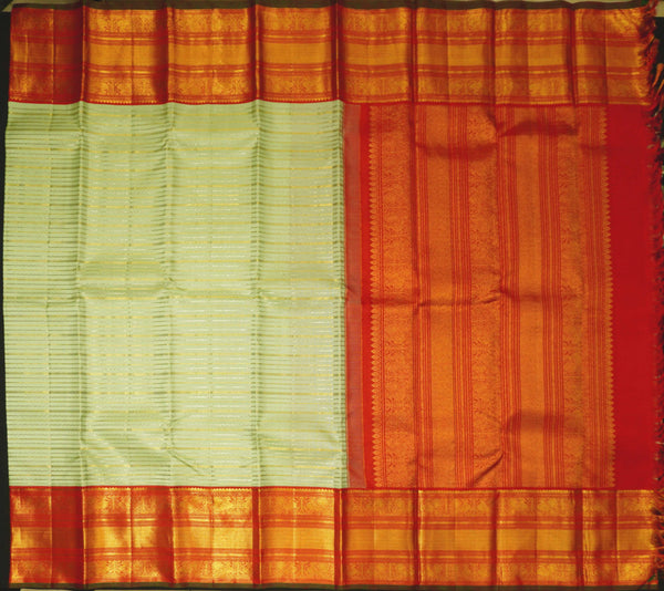 premium veldhari kanchipuram silk saree in pista green