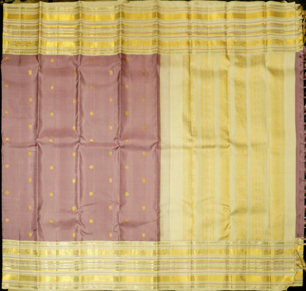 premium Korvai kanchipuram silk saree in Pastel Colour Dull Rose