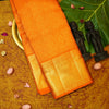 premium traditional wedding kanchipuram silk saree inRust orange with floral checks