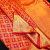 Close view of premium bridal kanchipuram silk saree in red colour with Geomentric Diamond Zari Motifs