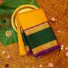  Premeium Traditional kanchipuram silk saree in Mustard Yellow colour with retta pettu korvai border