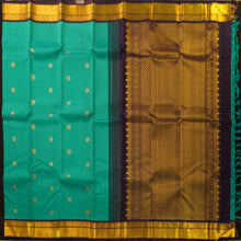 Load image into Gallery viewer, Navy Blue Ananda Korvai Kanchipuram Silk Saree with Butta &amp; Rich Pallu
