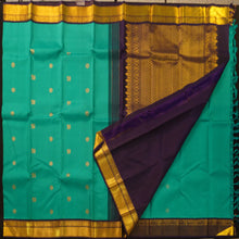 Load image into Gallery viewer, Navy Blue Ananda Korvai Kanchipuram Silk Saree with Butta &amp; Rich Pallu
