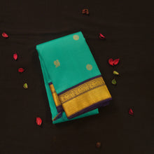 Load image into Gallery viewer, Navy Blue Ananda Korvai Kanchipuram Silk Saree with Butta &amp; Rich Pallu
