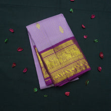 Load image into Gallery viewer, Exquisite Violet Kanchipuram Silk Saree with Golden Zari Butta Border
