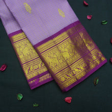 Load image into Gallery viewer, Exquisite Violet Kanchipuram Silk Saree with Golden Zari Butta Border
