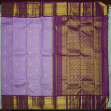 Load image into Gallery viewer, Exquisite Violet Kanchipuram Silk Saree with Golden Zari Butta Border
