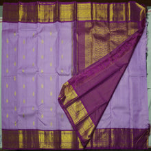 Load image into Gallery viewer, Exquisite Violet Kanchipuram Silk Saree with Golden Zari Butta Border
