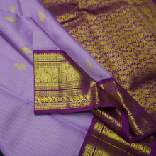 Load image into Gallery viewer, Exquisite Violet Kanchipuram Silk Saree with Golden Zari Butta Border
