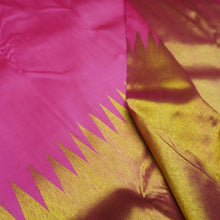 Load image into Gallery viewer, Pink Rising Border Kanchipuram Silk Saree with Gold Zari
