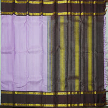 Load image into Gallery viewer, Elegant Lavender Kanchipuram Silk Saree with Dark Brown Retta Pettu Border &amp; Zari Checks
