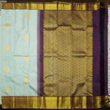 Load image into Gallery viewer, Light Blue Kanchipuram Silk Saree with Golden &amp; Korvai Border
