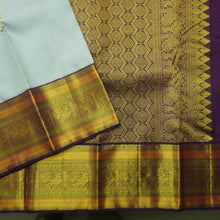 Load image into Gallery viewer, Light Blue Kanchipuram Silk Saree with Golden &amp; Korvai Border
