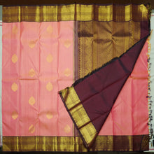 Load image into Gallery viewer, Rose Pink Kanchipuram Silk Saree with Golden Korvai Border and Butta Design
