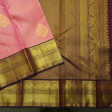 Load image into Gallery viewer, Rose Pink Kanchipuram Silk Saree with Golden Korvai Border and Butta Design
