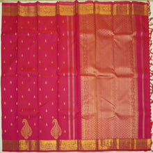 Load image into Gallery viewer, Rani Pink Kanchipuram Silk Saree with Thilagam Butta and Gold Zari Pallu
