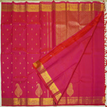 Load image into Gallery viewer, Rani Pink Kanchipuram Silk Saree with Thilagam Butta and Gold Zari Pallu
