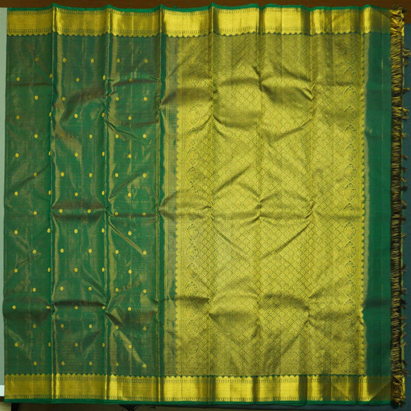 Dark Green Vaira Oosi Kanchipuram Silk Saree with Bavanji Border - Vivaaha Silks & Sarees