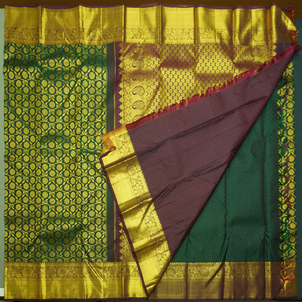 Chili Red Kanchipuram Silk Saree with Bavanji Border and Zari Brocade
