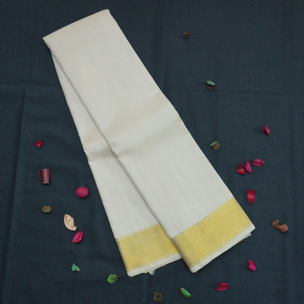 Cream Color Kanchipuram Pure Silk Premium Dhoti - Vivaaha Silks & Sarees