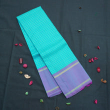 Load image into Gallery viewer, Traditional Aqua Blue Kanchipuram Silk Saree with Lavender Pallu

