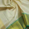 Premium Half White with Anandha Border Kanchipuram Silk Vaira Oosi Dhoti - Vivaaha Silks & Sarees