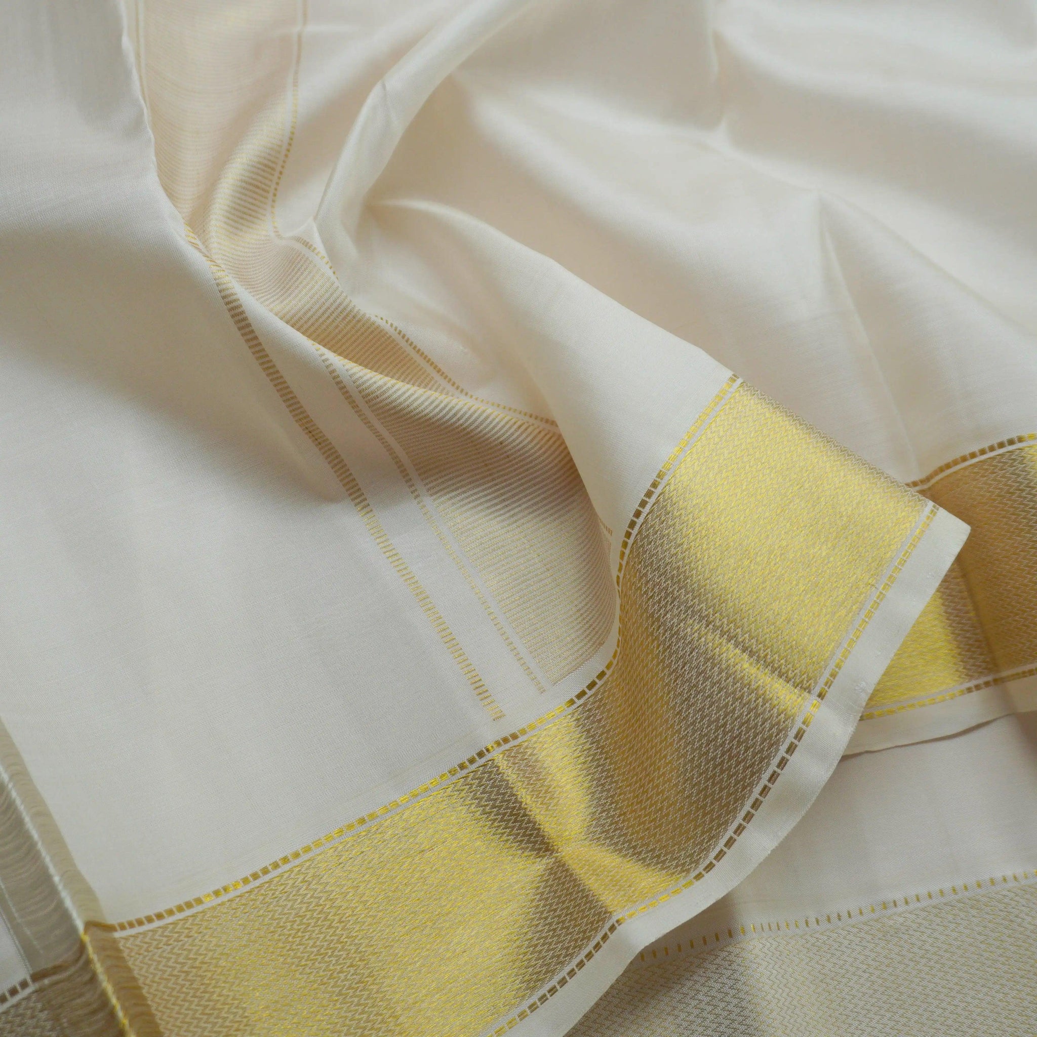 Cream Color kanchipuram Pure Silk Dhoti Premium Dhoti