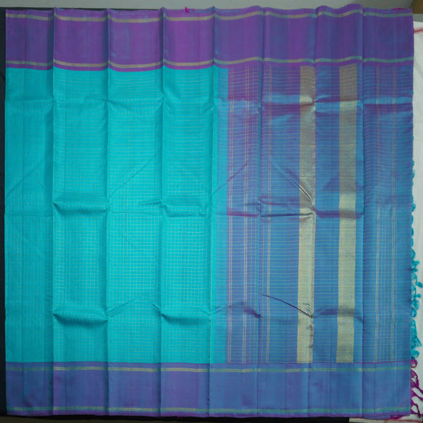 Traditional Kanchipuram Silk Saree in Anandha with Orchid Purple Border
