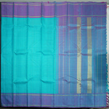 Load image into Gallery viewer, Traditional Aqua Blue Kanchipuram Silk Saree with Lavender Pallu

