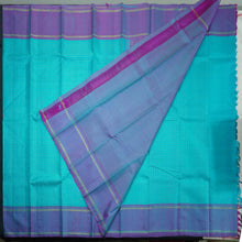 Load image into Gallery viewer, Traditional Aqua Blue Kanchipuram Silk Saree with Lavender Pallu

