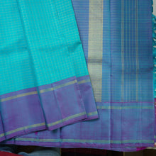 Load image into Gallery viewer, Traditional Aqua Blue Kanchipuram Silk Saree with Lavender Pallu

